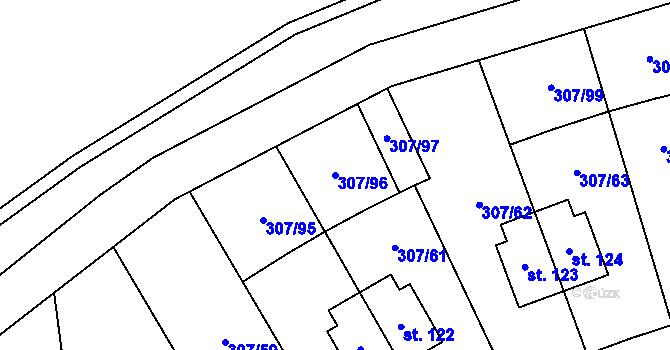 Parcela st. 307/96 v KÚ Svémyslice, Katastrální mapa