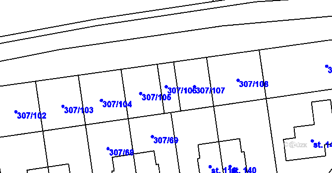 Parcela st. 307/106 v KÚ Svémyslice, Katastrální mapa