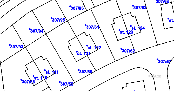 Parcela st. 122 v KÚ Svémyslice, Katastrální mapa