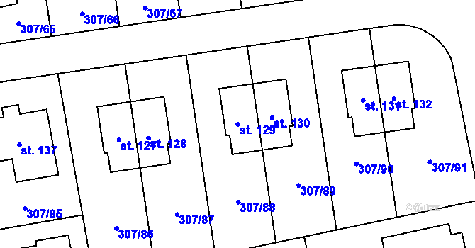 Parcela st. 129 v KÚ Svémyslice, Katastrální mapa