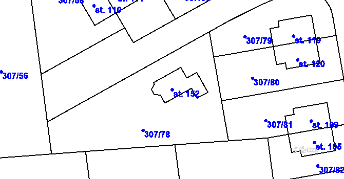 Parcela st. 152 v KÚ Svémyslice, Katastrální mapa