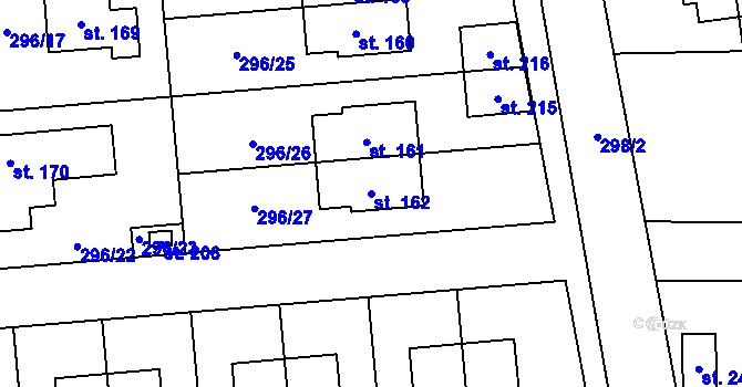 Parcela st. 162 v KÚ Svémyslice, Katastrální mapa