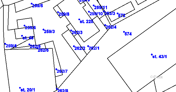 Parcela st. 262/1 v KÚ Svémyslice, Katastrální mapa