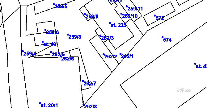Parcela st. 262/2 v KÚ Svémyslice, Katastrální mapa