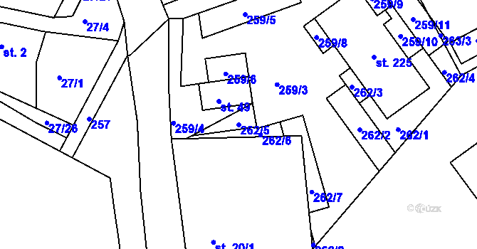 Parcela st. 262/5 v KÚ Svémyslice, Katastrální mapa