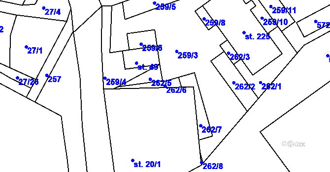 Parcela st. 262/6 v KÚ Svémyslice, Katastrální mapa