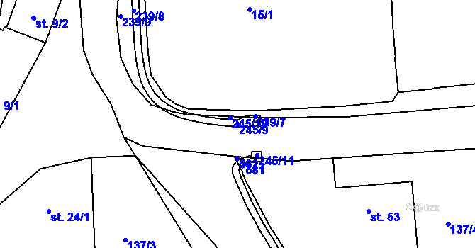 Parcela st. 245/9 v KÚ Svémyslice, Katastrální mapa