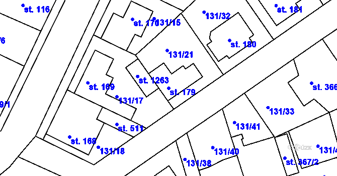 Parcela st. 179 v KÚ Zeleneč, Katastrální mapa