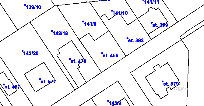 Parcela st. 456 v KÚ Zeleneč, Katastrální mapa