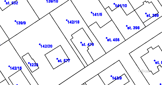 Parcela st. 479 v KÚ Zeleneč, Katastrální mapa