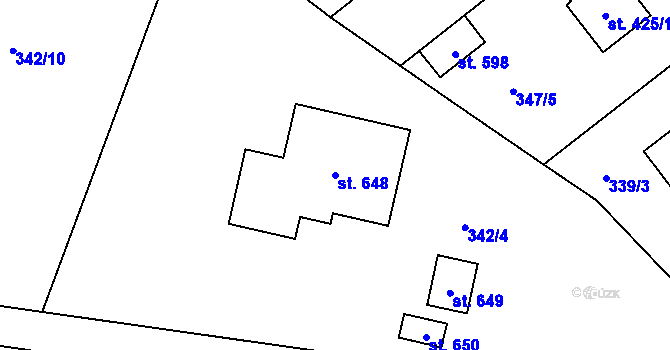 Parcela st. 648 v KÚ Zeleneč, Katastrální mapa