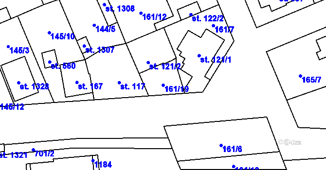 Parcela st. 161/19 v KÚ Zeleneč, Katastrální mapa