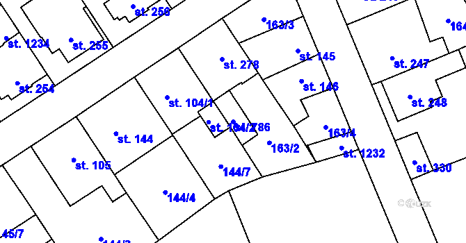 Parcela st. 786 v KÚ Zeleneč, Katastrální mapa