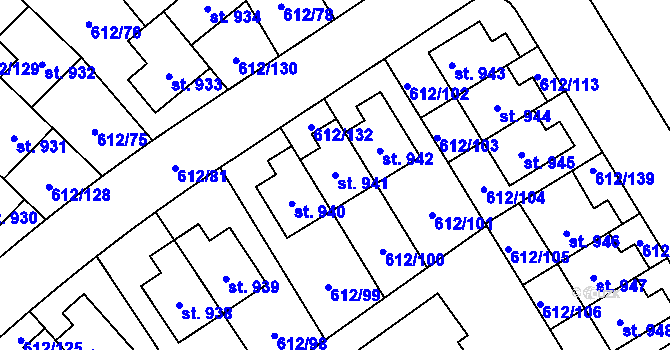 Parcela st. 941 v KÚ Zeleneč, Katastrální mapa
