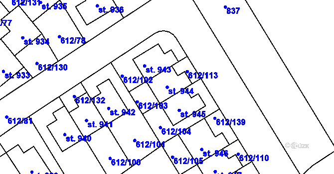 Parcela st. 944 v KÚ Zeleneč, Katastrální mapa