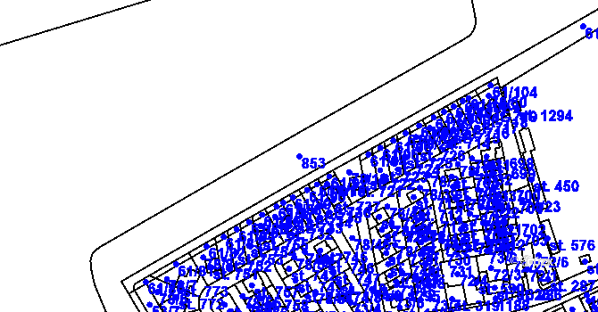 Parcela st. 853 v KÚ Zeleneč, Katastrální mapa