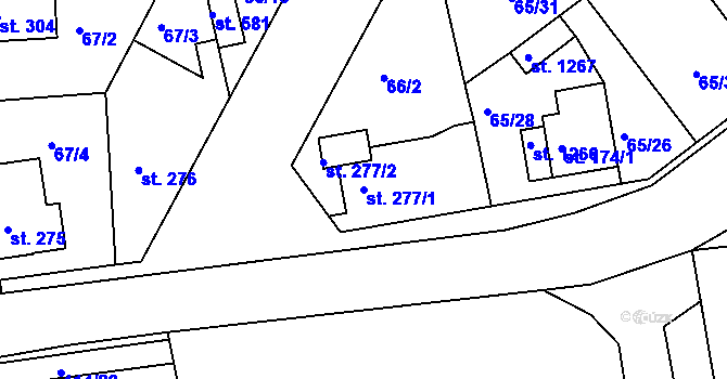 Parcela st. 277/1 v KÚ Zeleneč, Katastrální mapa