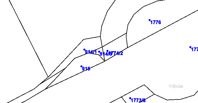 Parcela st. 914/3 v KÚ Zeleneč, Katastrální mapa
