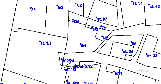 Parcela st. 6 v KÚ Zeměchy u Kralup nad Vltavou, Katastrální mapa