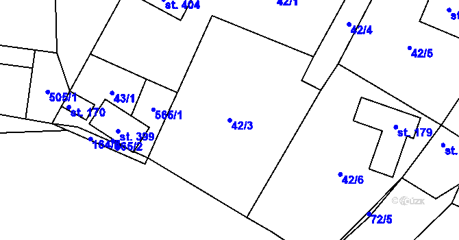 Parcela st. 42/3 v KÚ Zeměchy u Kralup nad Vltavou, Katastrální mapa