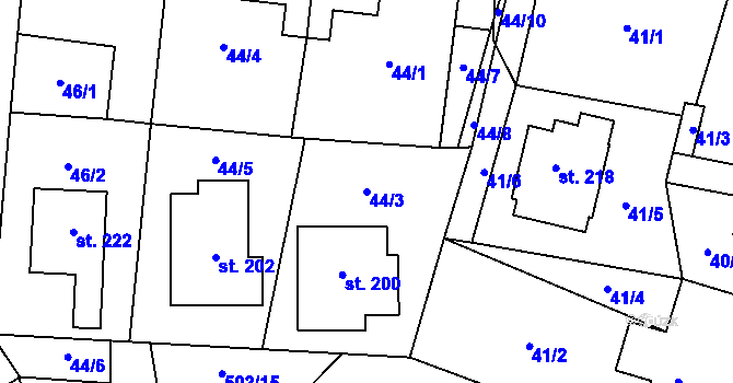 Parcela st. 44/3 v KÚ Zeměchy u Kralup nad Vltavou, Katastrální mapa
