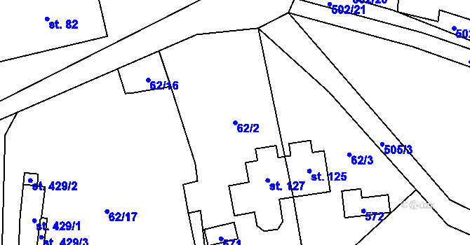 Parcela st. 62/2 v KÚ Zeměchy u Kralup nad Vltavou, Katastrální mapa
