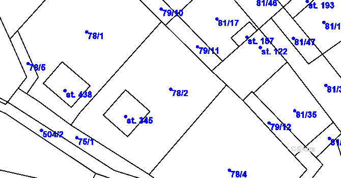 Parcela st. 78/2 v KÚ Zeměchy u Kralup nad Vltavou, Katastrální mapa