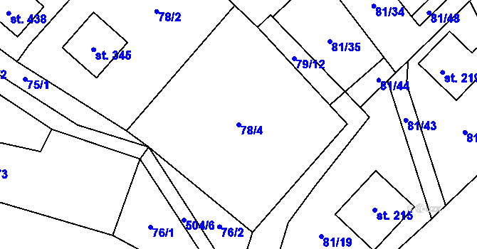 Parcela st. 78/4 v KÚ Zeměchy u Kralup nad Vltavou, Katastrální mapa