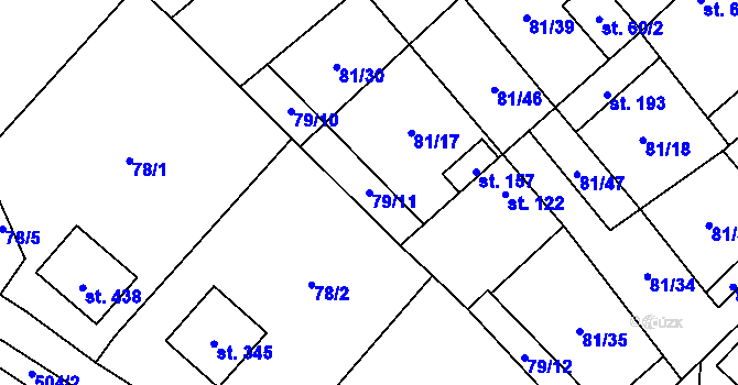 Parcela st. 79/11 v KÚ Zeměchy u Kralup nad Vltavou, Katastrální mapa