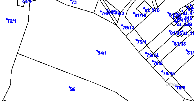 Parcela st. 94/1 v KÚ Zeměchy u Kralup nad Vltavou, Katastrální mapa
