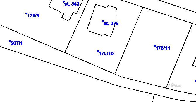 Parcela st. 176/10 v KÚ Zeměchy u Kralup nad Vltavou, Katastrální mapa