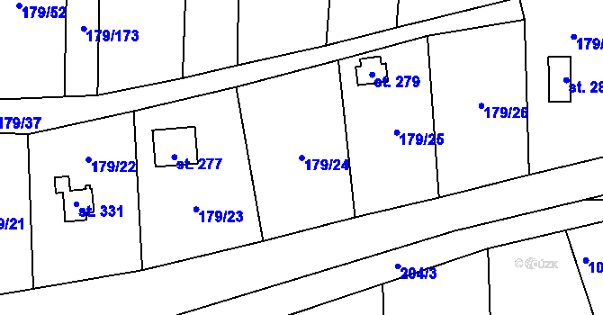 Parcela st. 179/24 v KÚ Zeměchy u Kralup nad Vltavou, Katastrální mapa