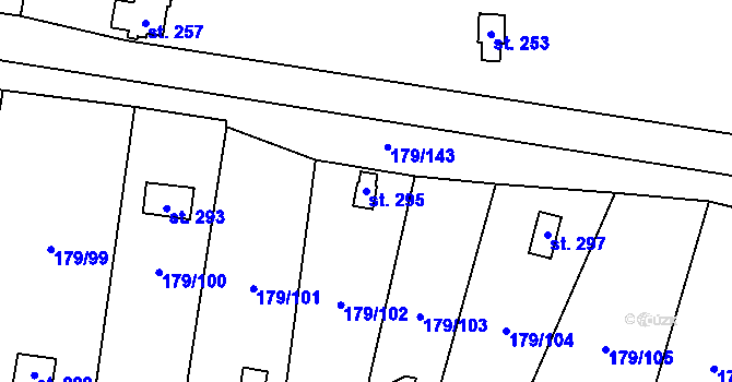 Parcela st. 295 v KÚ Zeměchy u Kralup nad Vltavou, Katastrální mapa