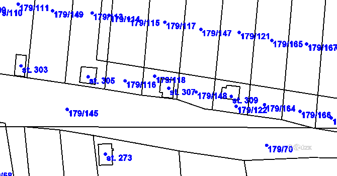 Parcela st. 307 v KÚ Zeměchy u Kralup nad Vltavou, Katastrální mapa