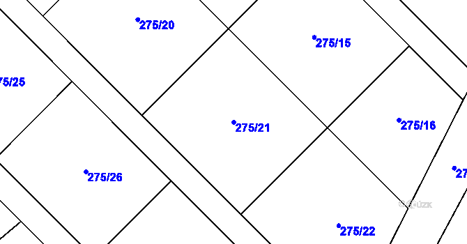 Parcela st. 275/21 v KÚ Zeměchy u Kralup nad Vltavou, Katastrální mapa