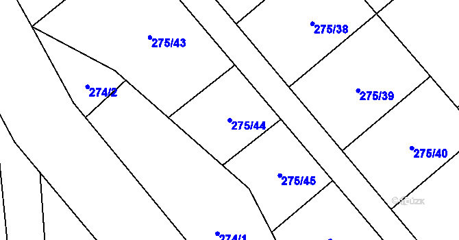 Parcela st. 275/44 v KÚ Zeměchy u Kralup nad Vltavou, Katastrální mapa