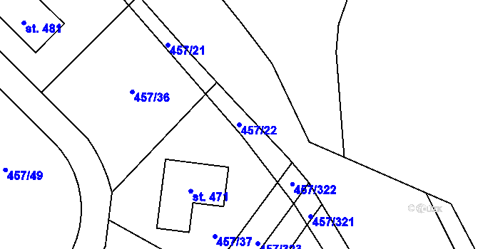 Parcela st. 457/22 v KÚ Zeměchy u Kralup nad Vltavou, Katastrální mapa