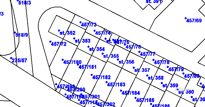Parcela st. 355 v KÚ Zeměchy u Kralup nad Vltavou, Katastrální mapa