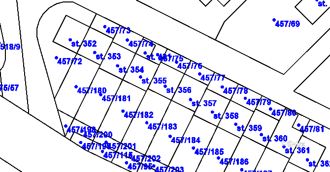 Parcela st. 356 v KÚ Zeměchy u Kralup nad Vltavou, Katastrální mapa