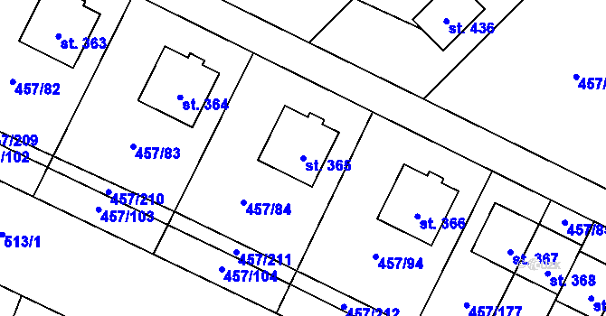 Parcela st. 365 v KÚ Zeměchy u Kralup nad Vltavou, Katastrální mapa
