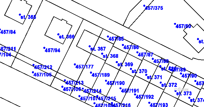 Parcela st. 368 v KÚ Zeměchy u Kralup nad Vltavou, Katastrální mapa