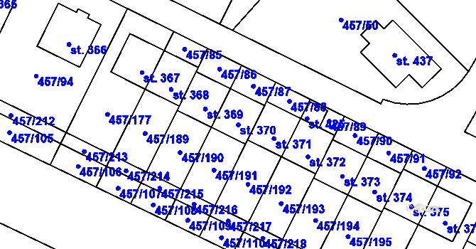 Parcela st. 370 v KÚ Zeměchy u Kralup nad Vltavou, Katastrální mapa
