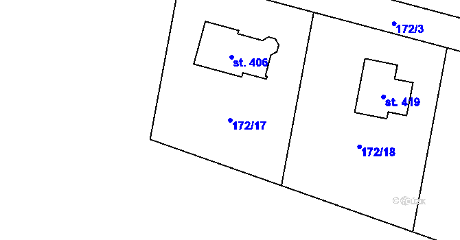 Parcela st. 172/17 v KÚ Zeměchy u Kralup nad Vltavou, Katastrální mapa
