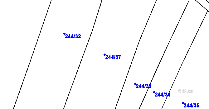 Parcela st. 244/37 v KÚ Zeměchy u Kralup nad Vltavou, Katastrální mapa