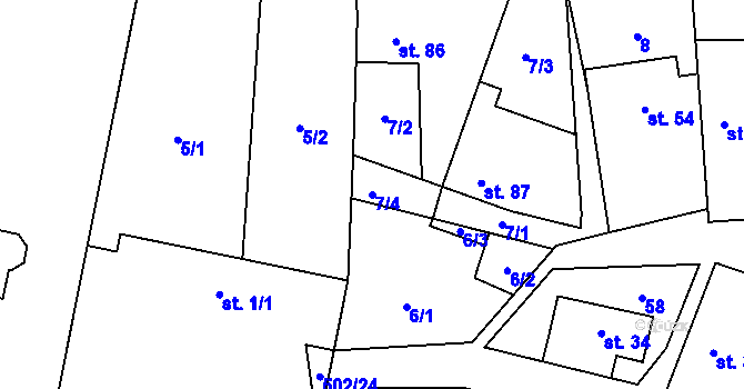 Parcela st. 7/4 v KÚ Zeměchy u Kralup nad Vltavou, Katastrální mapa