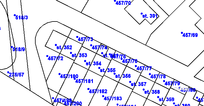 Parcela st. 431 v KÚ Zeměchy u Kralup nad Vltavou, Katastrální mapa