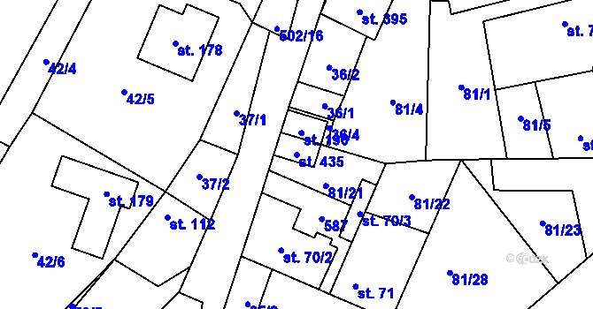 Parcela st. 435 v KÚ Zeměchy u Kralup nad Vltavou, Katastrální mapa
