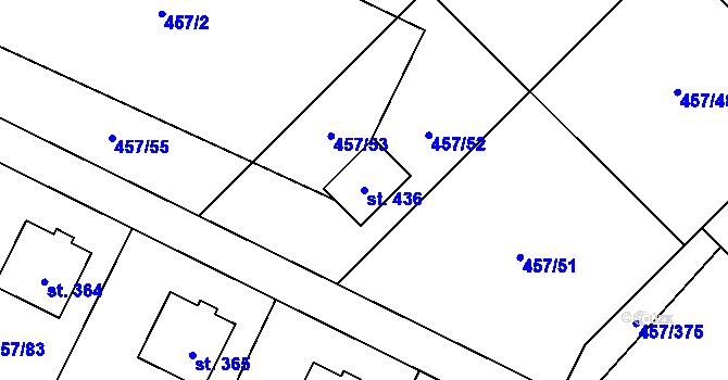 Parcela st. 436 v KÚ Zeměchy u Kralup nad Vltavou, Katastrální mapa