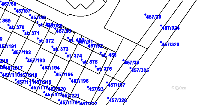 Parcela st. 456 v KÚ Zeměchy u Kralup nad Vltavou, Katastrální mapa