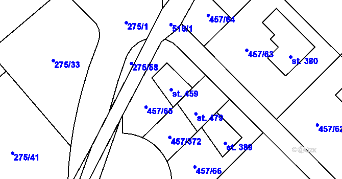 Parcela st. 459 v KÚ Zeměchy u Kralup nad Vltavou, Katastrální mapa